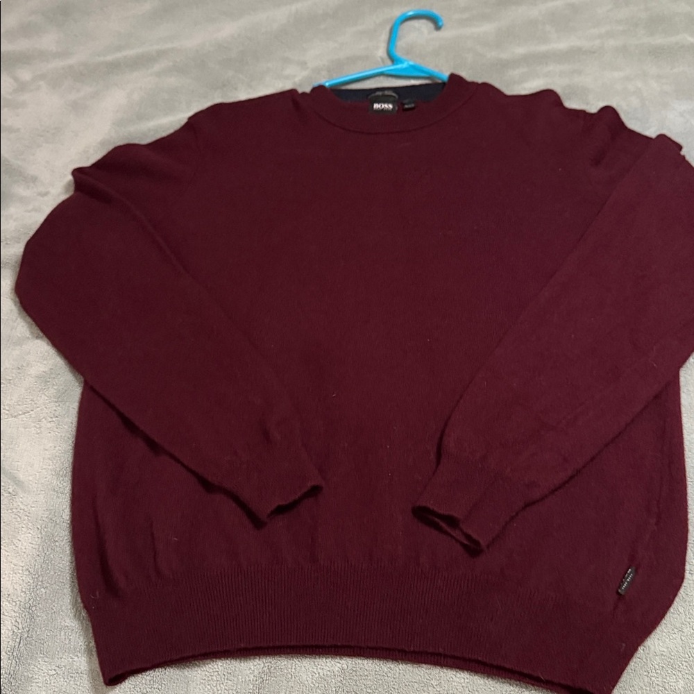 Boss Burgundy Lambswool Sweater